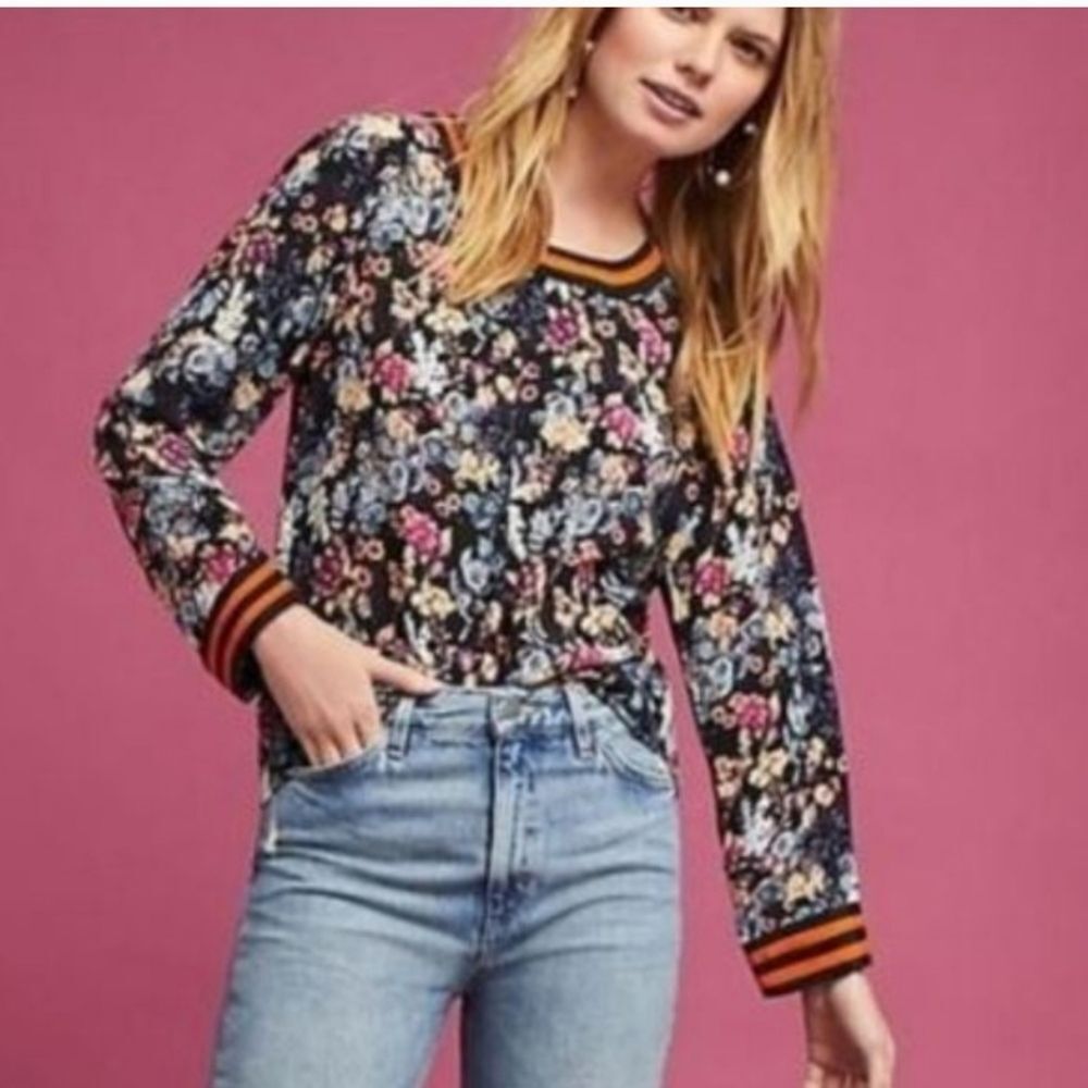 Anthropologie - Rdalamal Floral Long Sleeve Top Size 6